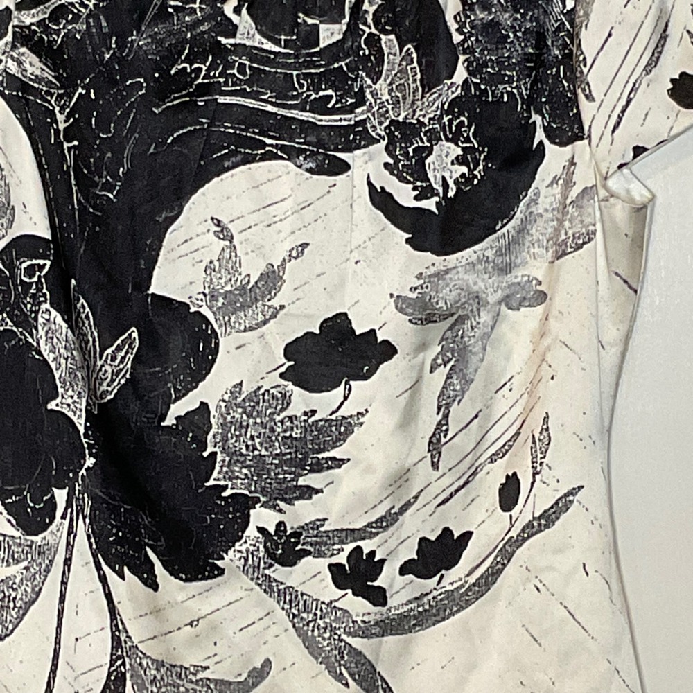 ELIE TAHARI Women's silk blouse top shirt black white cream cap sleeve Small - Picture 3 of 6